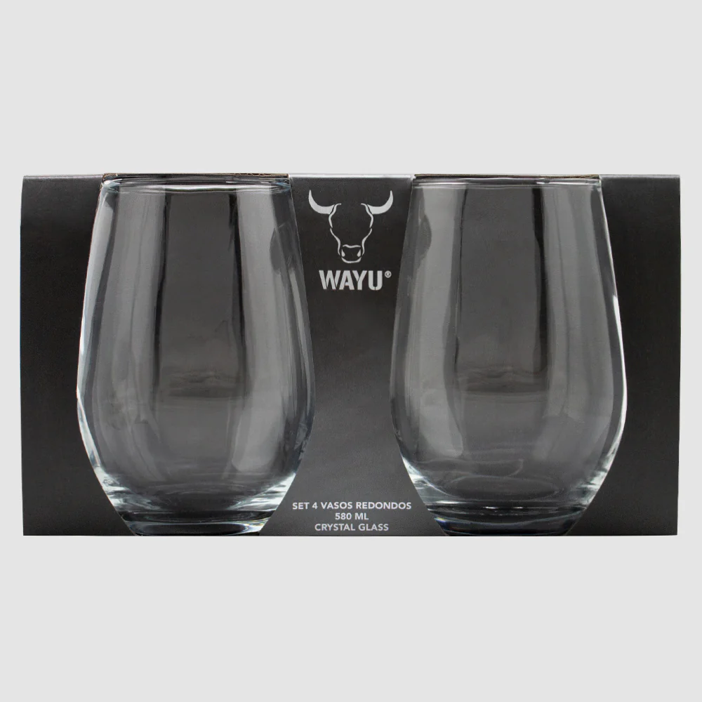 SET 4 VASOS REDONDOS VIDRIO WAYU | Wayu