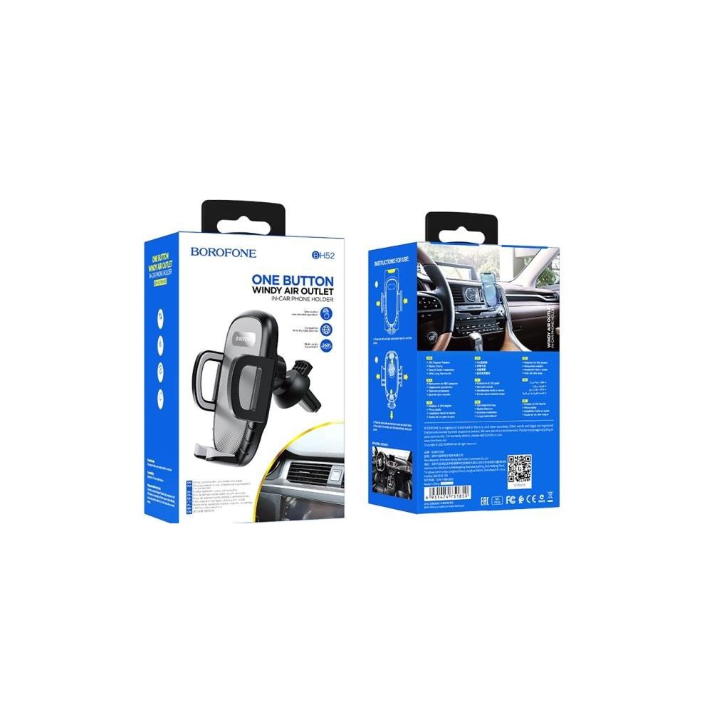 Borofone BH52 Windy air Holder Negro/Gris