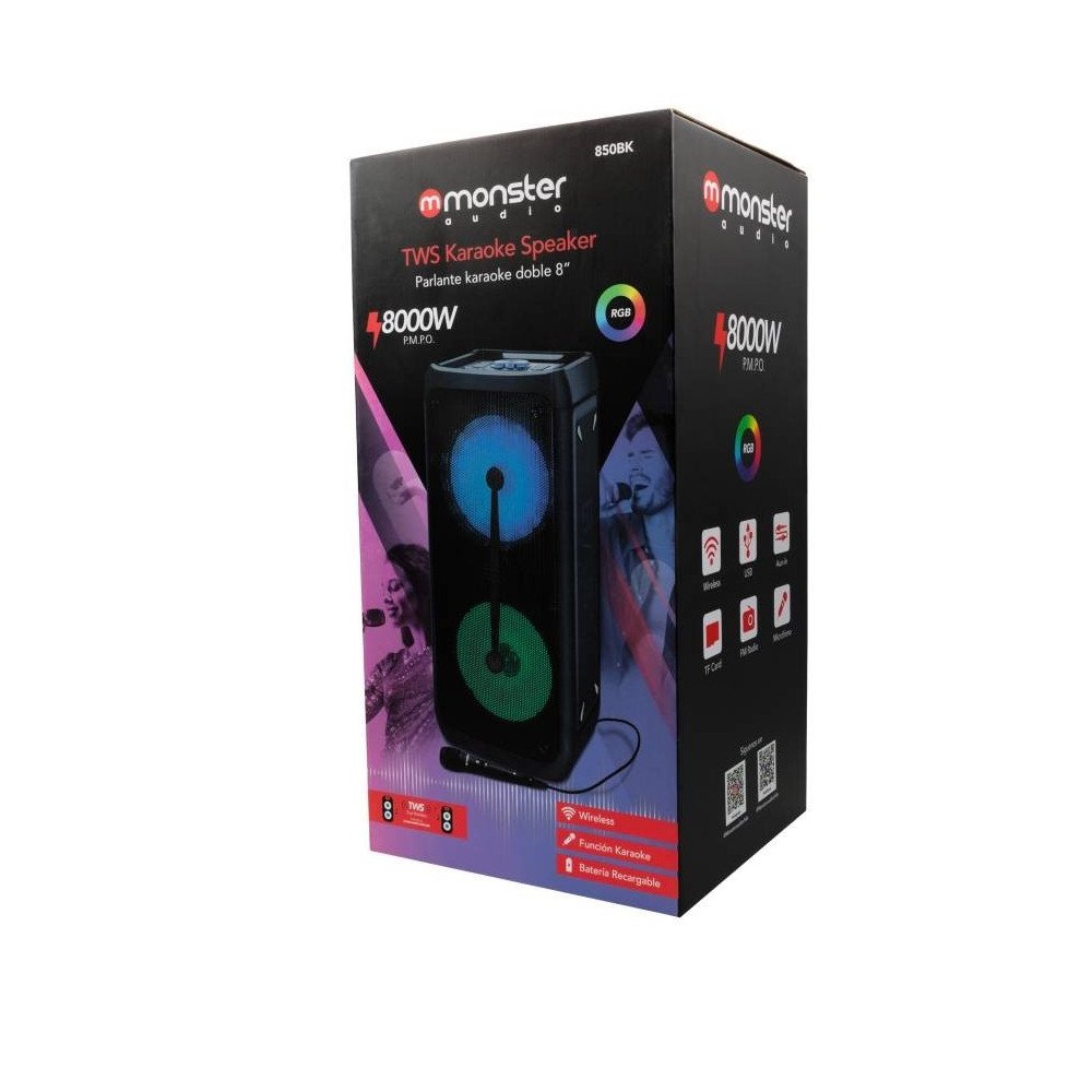 Parlante Karaoke 850bk Doble 8 Monster | Parlantes portatil