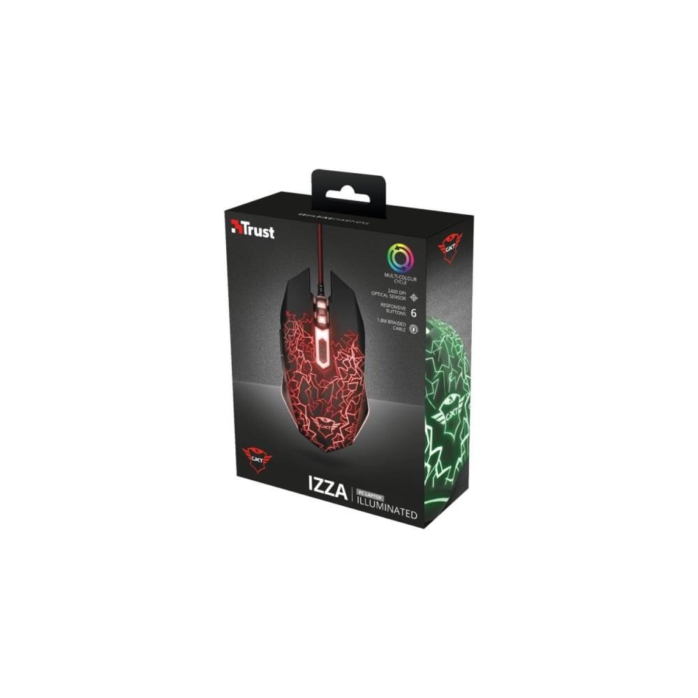 Mouse Trust Gaming Izza Usb Negro Rgb Gxt 105 Ambidiestro D…