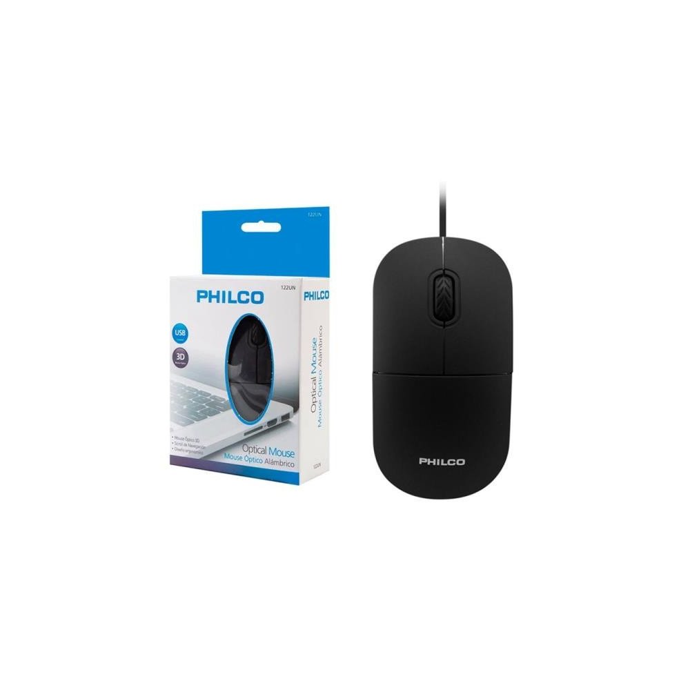 MOUSE ALAMBRICO OPTICO PHILCO negro | Mouse