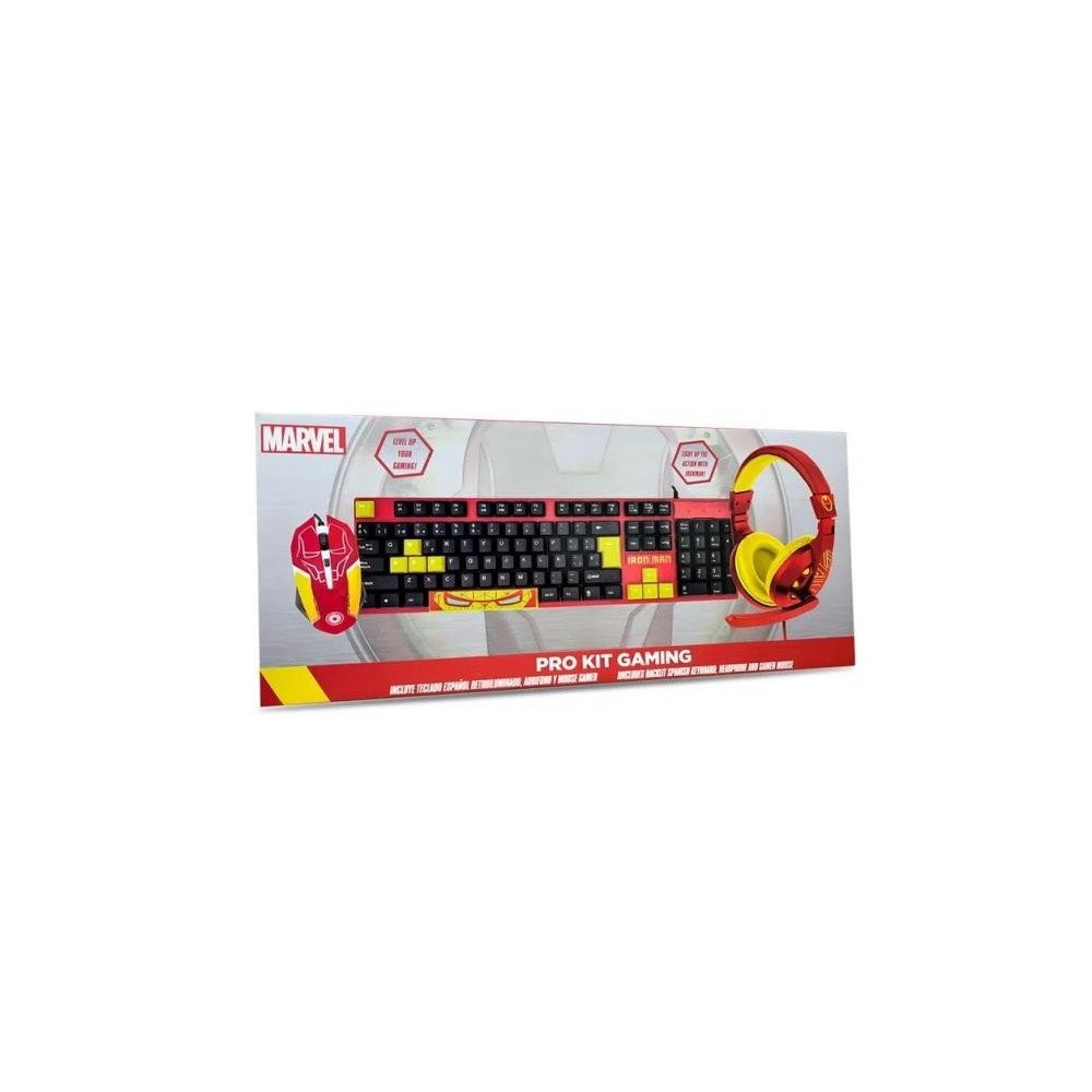 Kit Gamer Marvel Iron Man 3 en 1 Teclado Mouse Audifonos