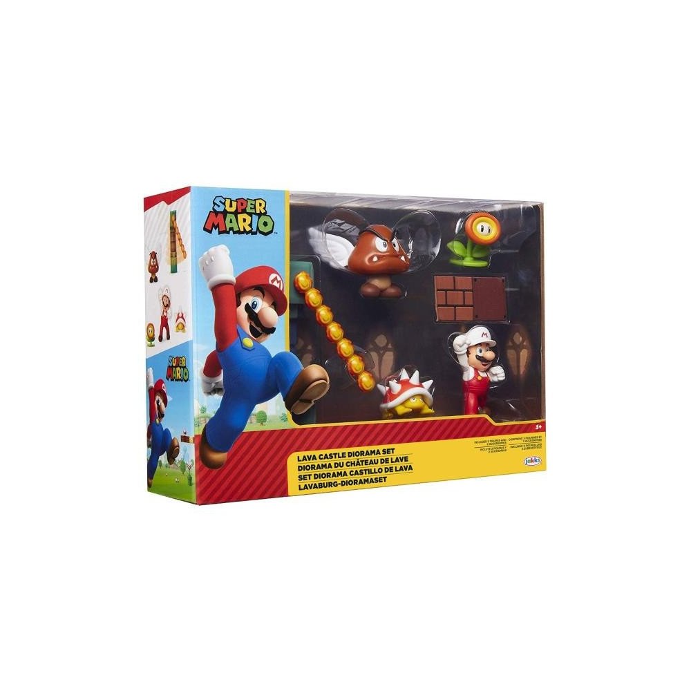 Figura Super Mario Set Diorama Castillo De Lava