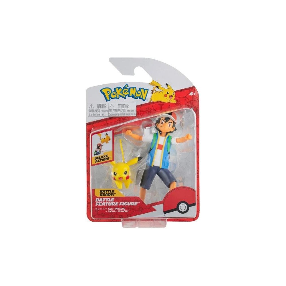 Figura de acción con características de batalla de Pokémon de 4,5" - Ash y Pikachu
