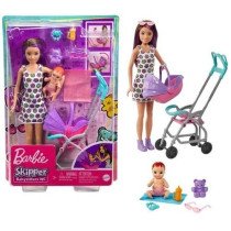 Barbie - Skipper Stroller Playset Brunette And Purple Hair