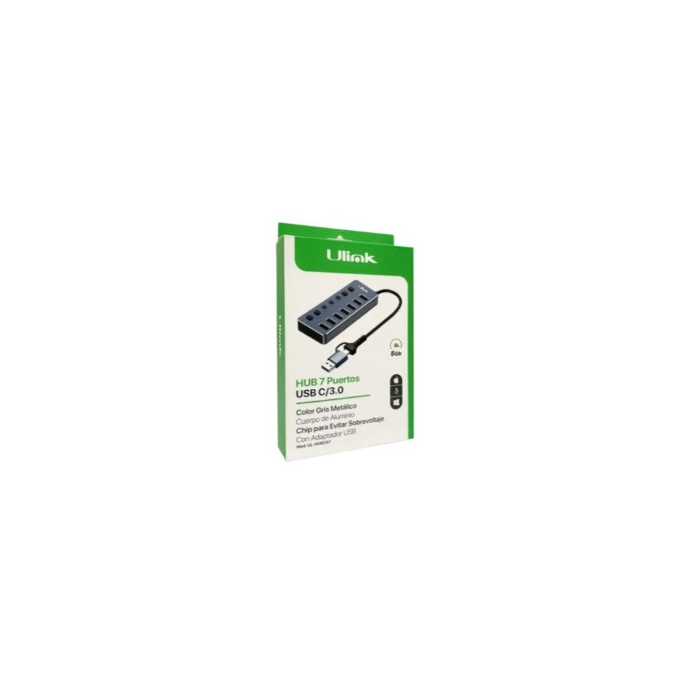 Ulink Hub 7 Puertos USB C 3.0 C/Adaptador USB UL-HUBCA7
