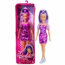 Muñeca Barbie Fashionistas Vestido metálico Cabello morado…