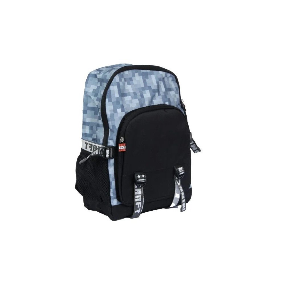 MOCHILA MINECRAFT GRIS Y NEGRO CON USB | Inicio