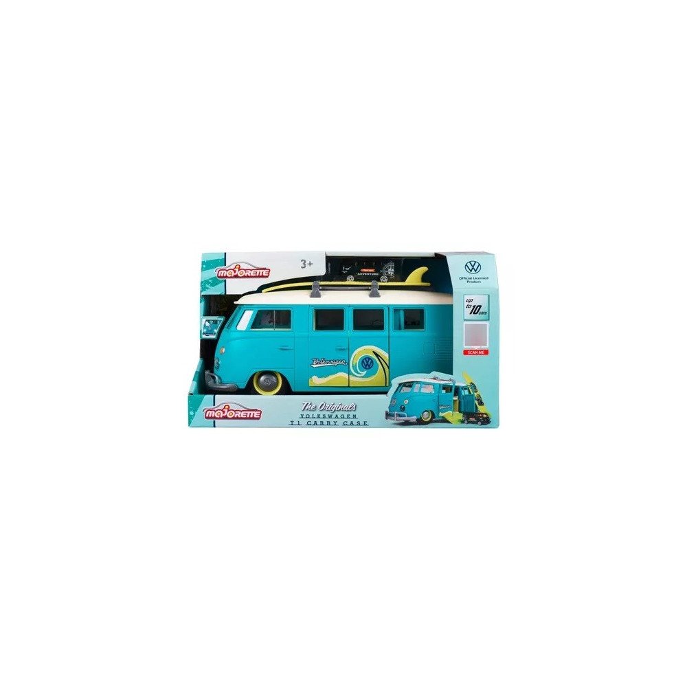 Majorette Combi Volkswagen 31 Cm Con Luz + 1 Coche De 7,5 Cm Color Celeste
