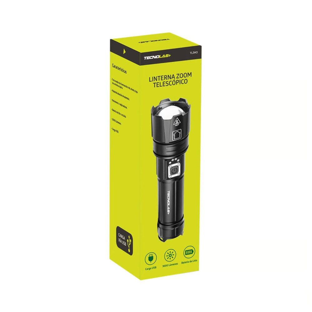 Linterna Led Zoom Telescópico 16cms Resiste Agua - SC