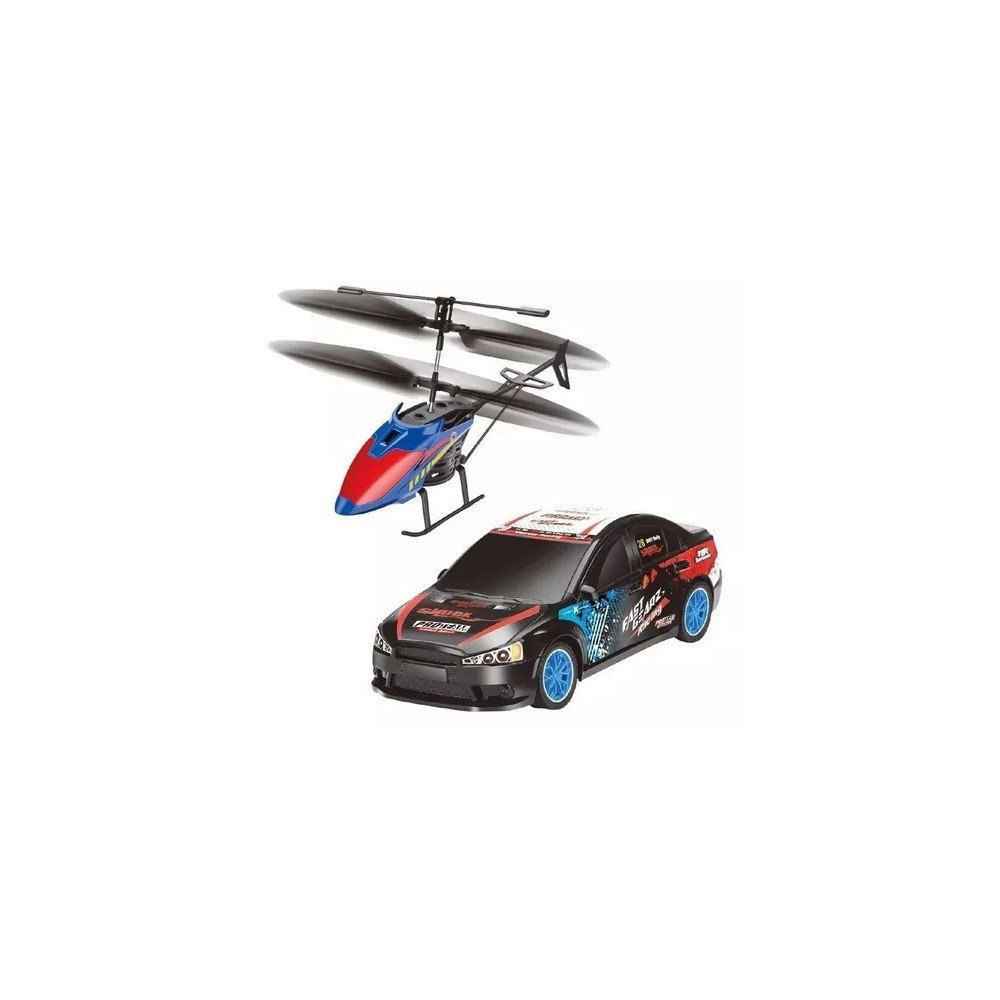 KIT JUEGO DE CARRERAS DE RALLY – AUTO CONTROL REMOTO + HELICÓPTERO
